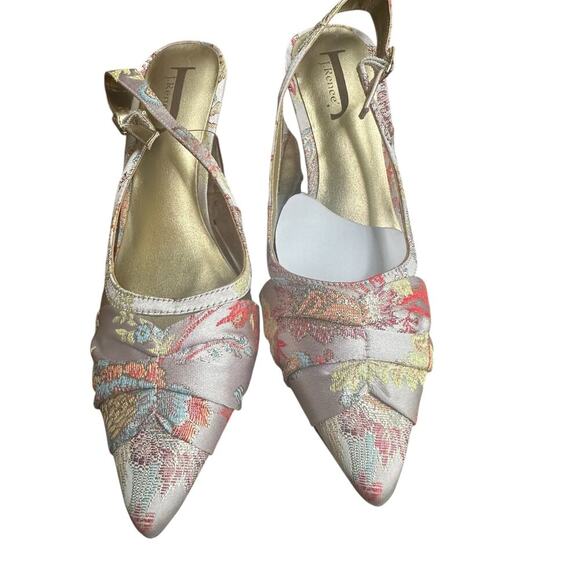 J Renee Women’s 7.5 Floral orientalJacquard Slingback Pointed Toe Heels New - Picture 4 of 8